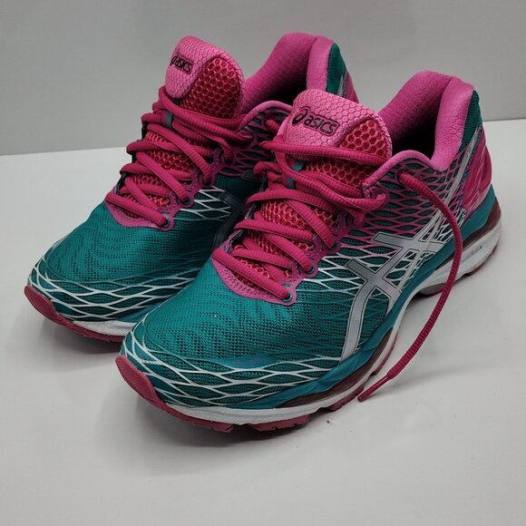 ASICS GEL NIMBUS 18 T650N Women's Size 9 Pink Green Running Athletic Shoes - Picture 2 of 7